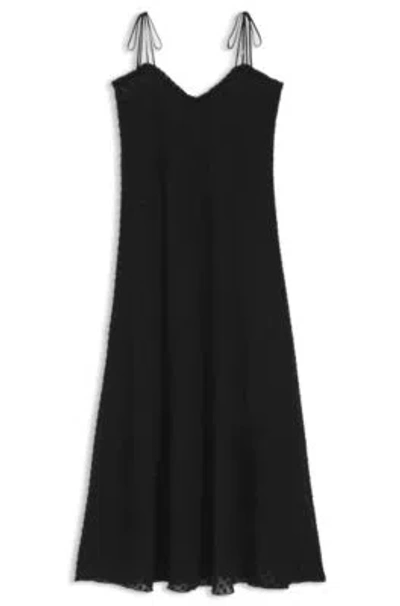 Hugo Boss Burnout-dot Dress With Spaghetti Straps In Black
