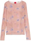 Hugo Boss Butterfly-print Top In Pink