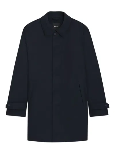 Hugo Boss Button-cuff Coat In Blue