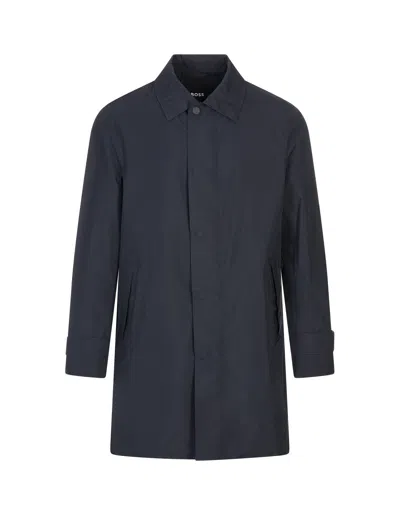 Hugo Boss Button-cuff Coat In Blue