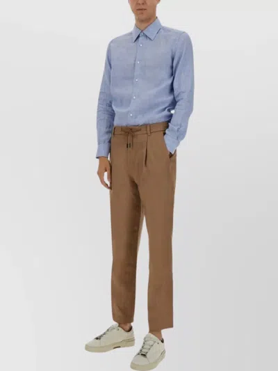 Hugo Boss Button-down Collar Long Sleeve Shirt In Blue