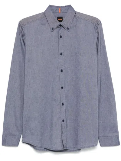 Hugo Boss Button-down Cotton Shirt In Blue