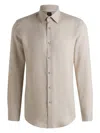 Hugo Boss Regular-fit Button-down Shirt In Linen In Neutrals