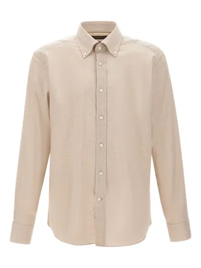 Hugo Boss Button-down Micro-check Shirt In Neutral