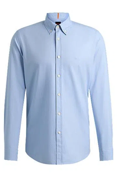 Hugo Boss Button-down Regular-fit Shirt In Oxford Cotton In Celeste Blu E Verdi