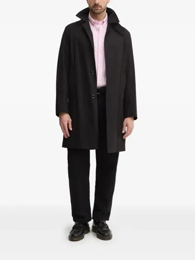 Hugo Boss Button-fastening Classic-collar Coat In Black