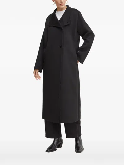 Hugo Boss Button Fastening Coat In Black
