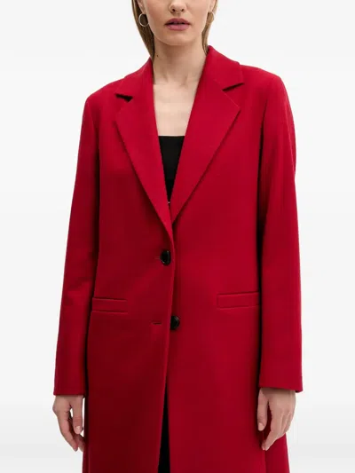 Hugo Boss Button-fastening Coat In Red