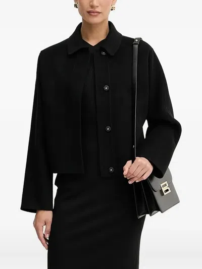 Hugo Boss Button-fastening Collared Single-breasted Coat In Black