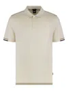 Hugo Boss Casual Short Sleeve Polo With Ribbed Cuffs In Neutral