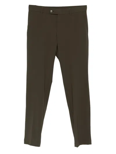 Hugo Boss Button-fastening Straight-leg Trousers In Green