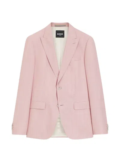 Hugo Boss Button-fastening Suit Jacket In Pink