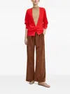 Hugo Boss V-neck Knitted Cardigan In Virgin Wool In Red