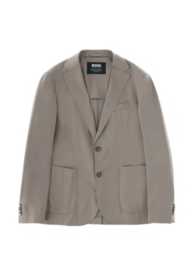Hugo Boss Single Breasted Blazer C Hanry Notch Lapel In Brown