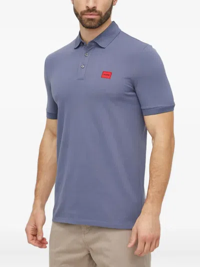Hugo Boss Button Logo Polo Shirt In Blue