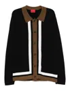 Hugo Boss Button-up Sweater With Contrast Stripes In Black