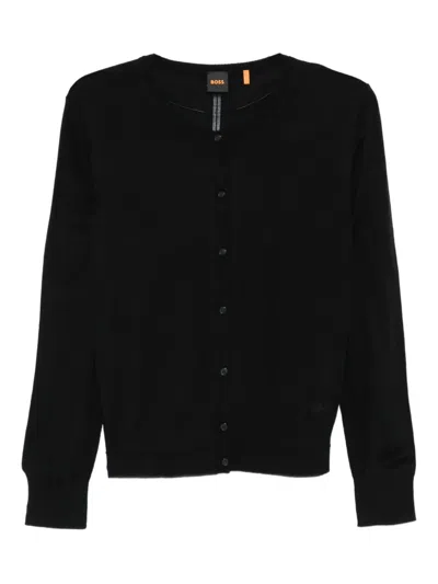 Hugo Boss Button-up Cardigan In Black