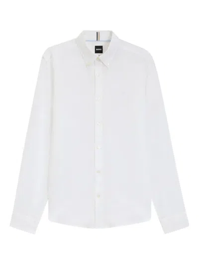 Hugo Boss Button-up Long-sleeve Shirt In White