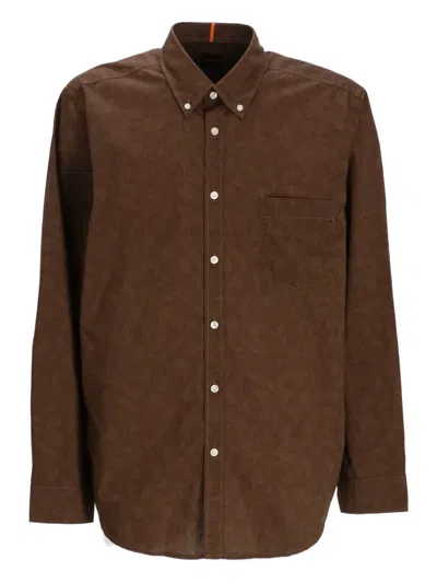 Hugo Boss Button-up Shirt In Brown