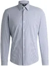 Hugo Boss Regular-fit Shirt In Structured Performance-stretch Fabric In Blau
