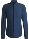 Hugo Boss Slim-fit Shirt In Performance-stretch Monogram Jacquard In Blue