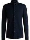 Hugo Boss Regular-fit Button-down Shirt In Linen In Blue