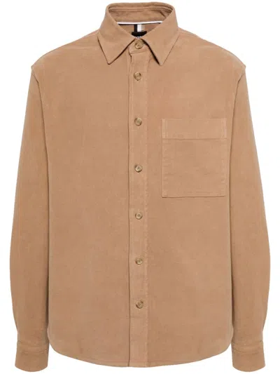 Hugo Boss Button-up Shirt Jacket In Brown