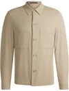 Hugo Boss Textured Fabric Button-up Shirt In Neutrals