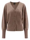 Hugo Boss Button V-neck Cardigan In Brown