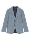 Hugo Boss Patterned Regular-fit Jacket In A Cotton Blend In Blue