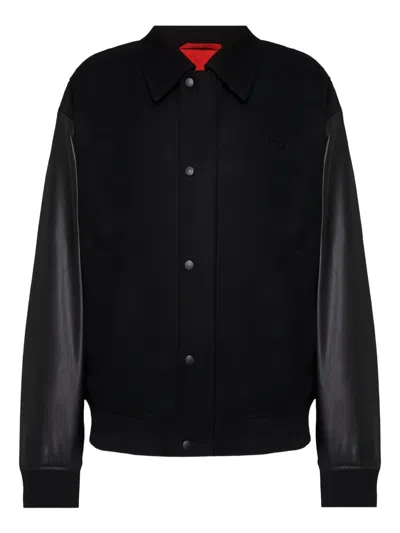 Hugo Boss Buttoned Bomber Jacket In Black