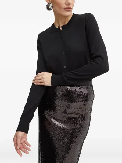 Hugo Boss Buttoned Cardigan In Black