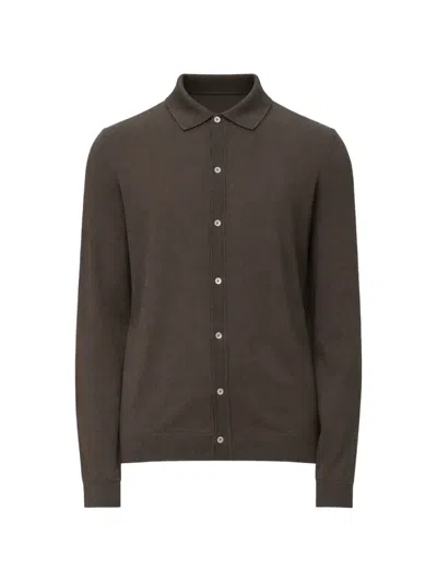 Hugo Boss Buttoned Cardigan In Brown