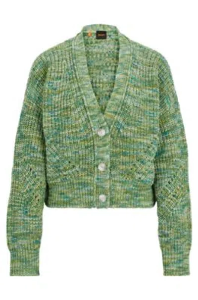 Hugo Boss Buttoned Cardigan In Moulin Cotton In Green