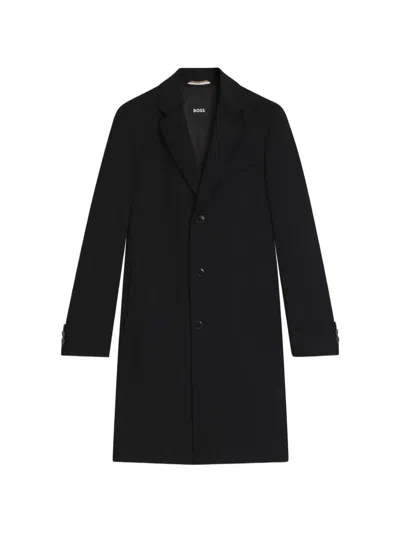 Hugo Boss Buttoned Coat In Black