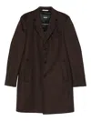 Hugo Boss Buttoned Coat In Brown