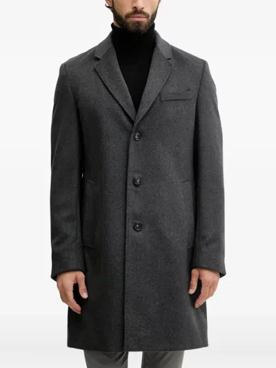 Hugo Boss Boss Hyde Wool-blend Coat In Gray