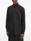 Hugo Boss Buttoned Collar-bar Shirt In Black