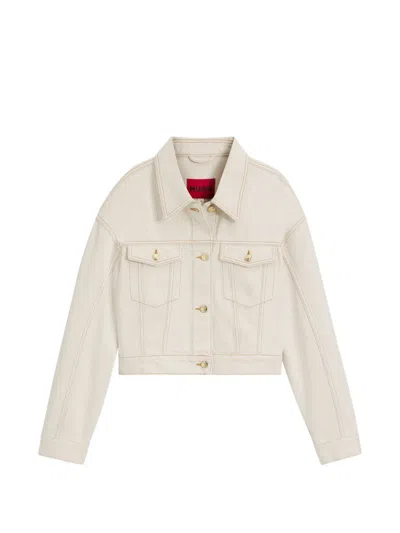 Hugo Boss Buttoned Crop-style Jacket In White