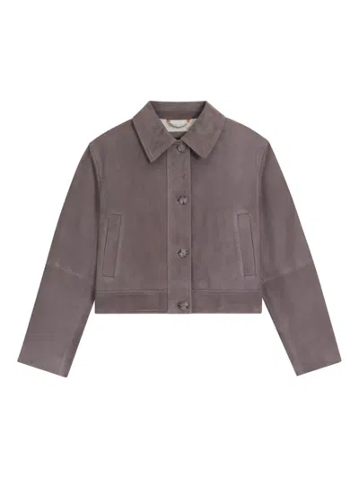 Hugo Boss Buttoned Goat Skin Jacket In Gray