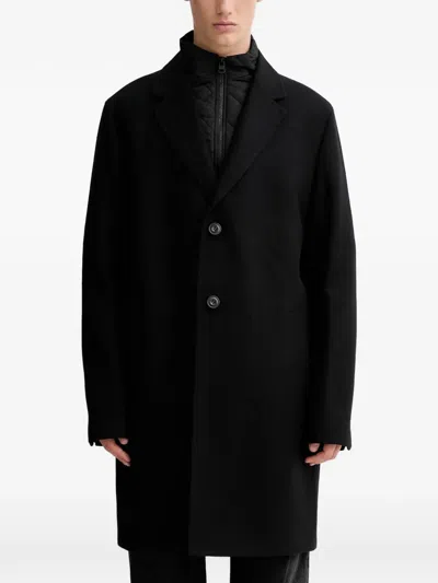 Hugo Boss Buttoned Long Sleeve Coat In Black