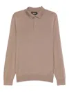Hugo Boss Buttoned Long-sleeve Polo Shirt In Brown