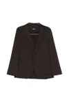 Hugo Boss Buttoned Patch-pocket Blazer In Brown