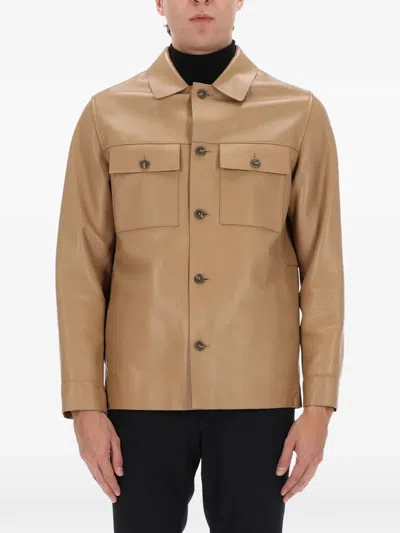 Hugo Boss Buttoned Pocket Shirt Jacket In Neutral