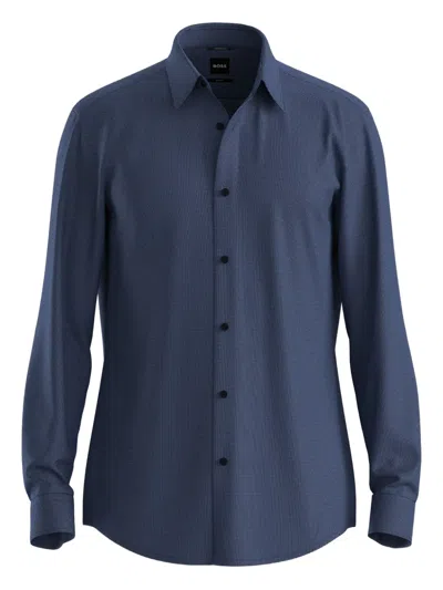 Hugo Boss Polyester Cotton Shirt In Blue