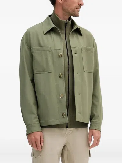 Hugo Boss Buttoned Shirt Jacket In Green