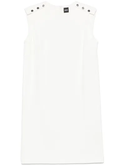 Hugo Boss Buttoned-shoulders Mini Dress In White