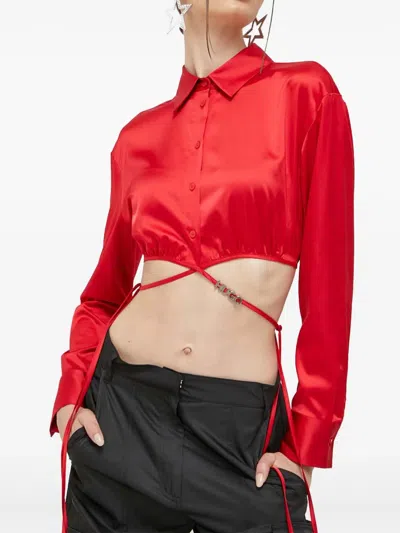 Hugo Boss Buttoned Tie Blouse In Red