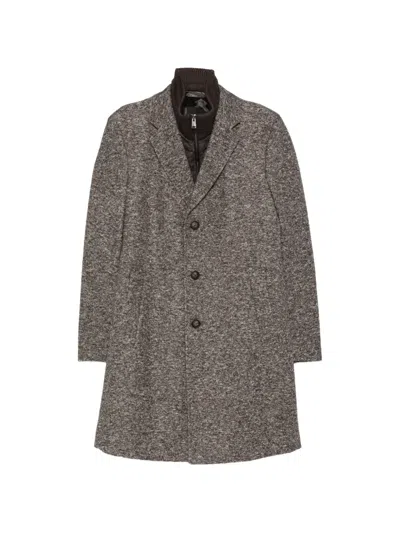 Hugo Boss Slim-fit Coat In Italian Jersey With Virgin Wool In Brown