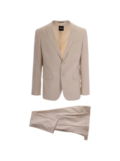 Hugo Boss Button-fastening Suit In Brown